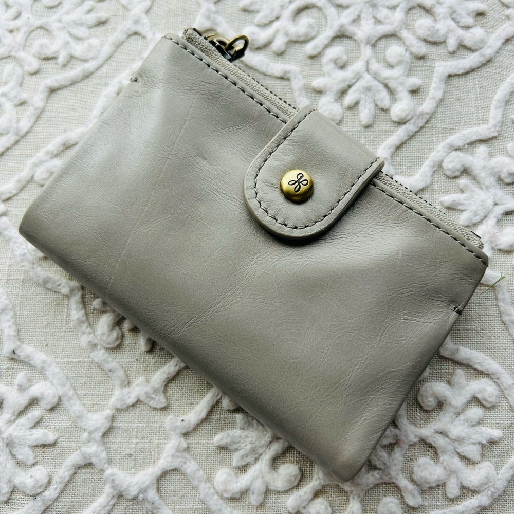 HOBO Light Gray Leather Wallet